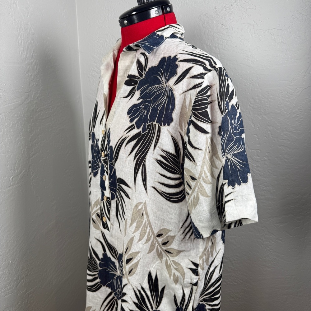 VLT’S by Valentina’s Linen Floral Tropical Button Front Tunic Dress Size L - Picture 5 of 10